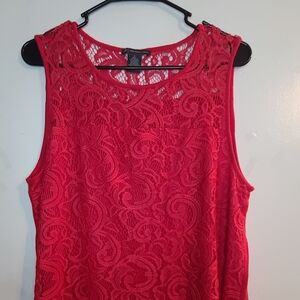 Adrianna Papell Vibrant Red Lace Blouse